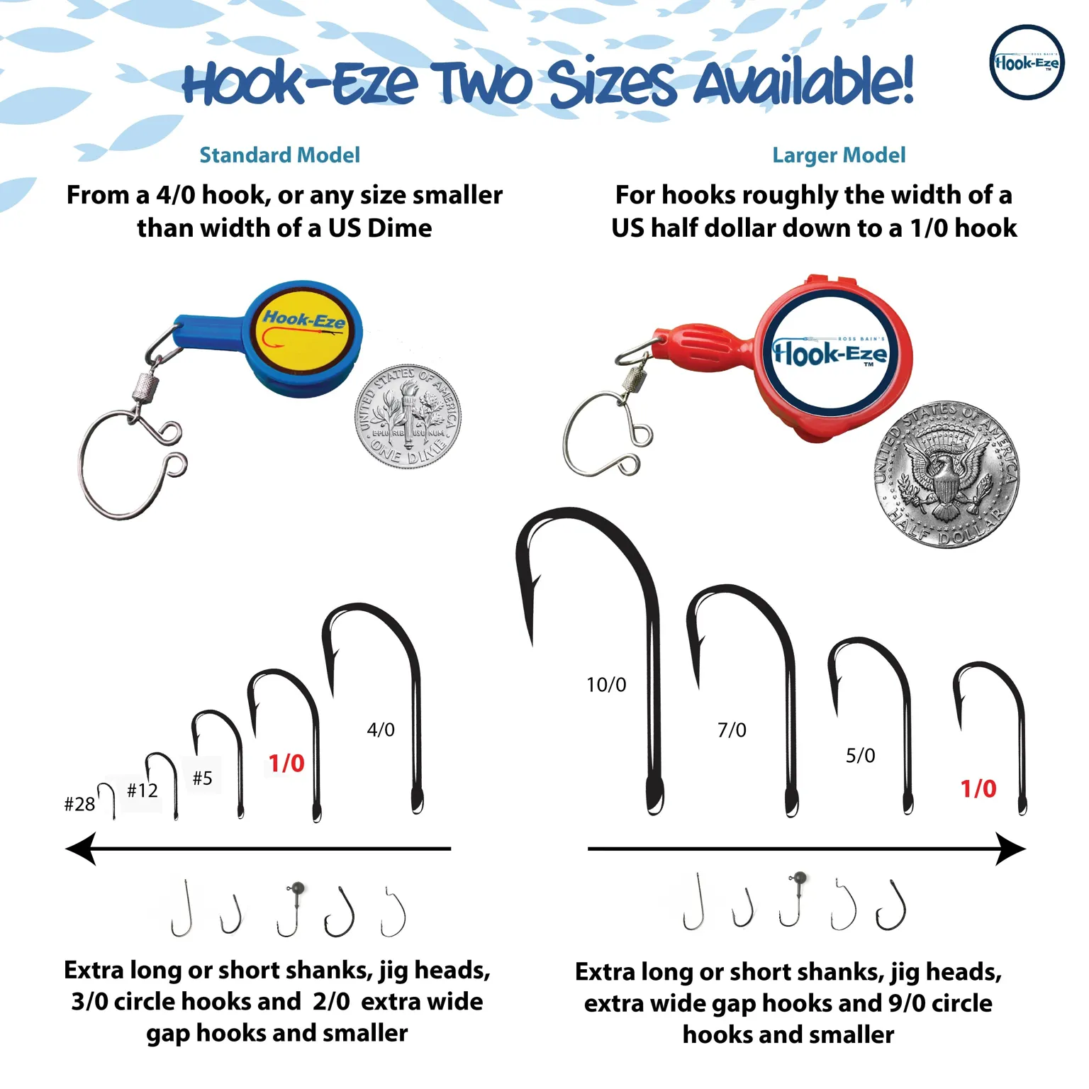 HookEze Fishing Knot Tying Tool (Standard & Large) | Pack of 4