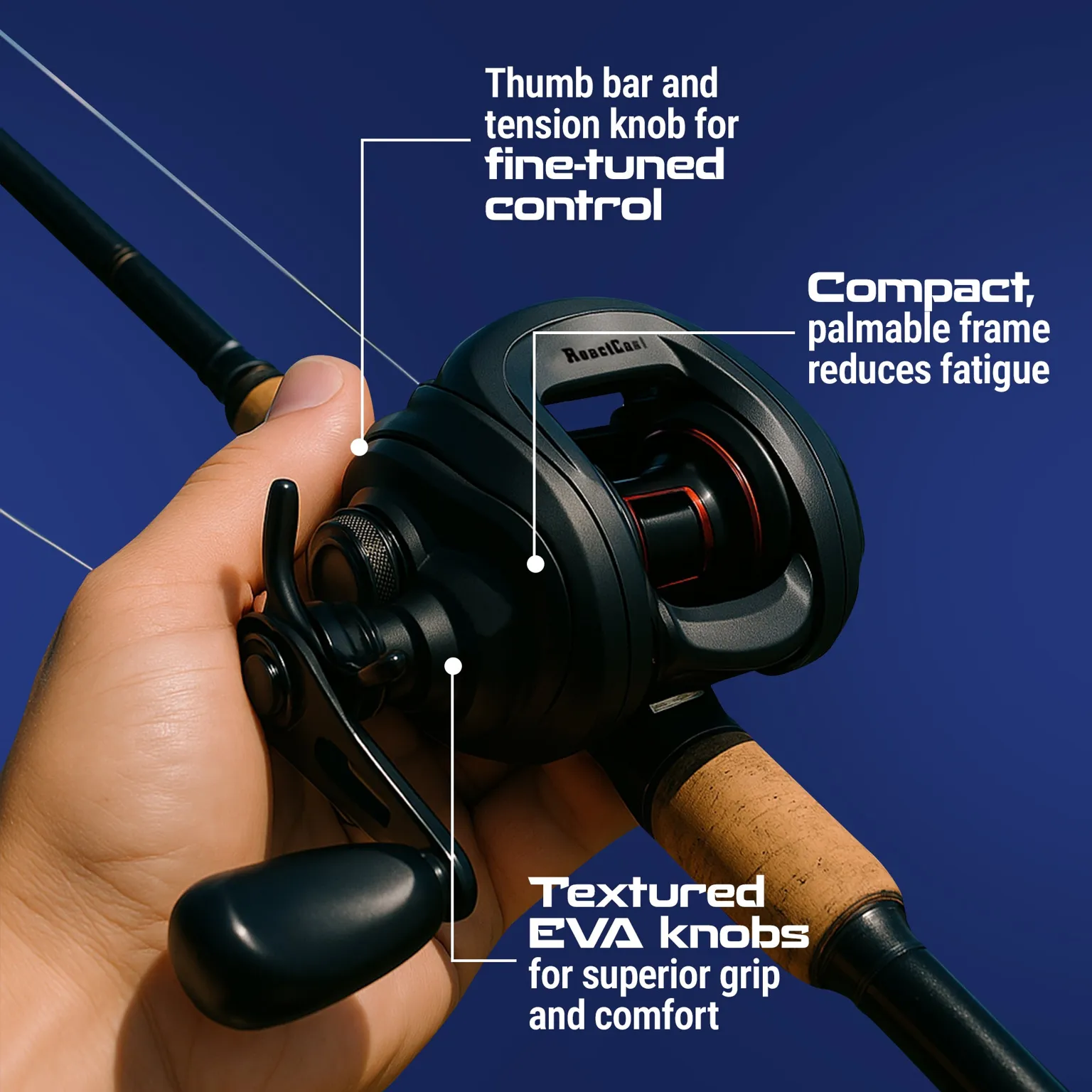 Reaction Tackle Baitcasting Fishing Reel – ReactCast Edition- High-Speed 7.3:1 Gear Ratio